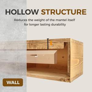 Chimenea Mantel Hecho a mano Grueso Decoración de pared Estante flotante largo Estante de madera con soportes Color madera - Product Image 3