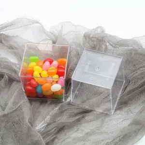 Disposable PS Souffle Jelly Container 150ML Mousse Cups Hard Plastic Square Shaped Dessert Cup 5oz