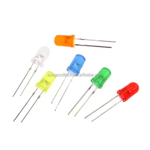 Diodo LED de 5mm, pierna larga, 28mm de longitud, Blanco/Rojo/amarillo/verde/azul/naranja, 2-3V, lente limpia difusa de alta calidad, 1000 unids/bolsa