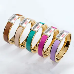 Hot Sale New Brand Women 316l Stainless Steel Enamel Letter H Enamel Colorful Fashion Jewelry Bracelet