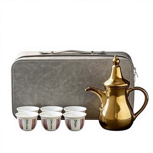 Set da Caffè Arabo in Ceramica con Tazza Dora e Design Floreale, Manico Resistente, Grado Alimentare, 500ml e 70ml, Confezione Regalo - Product Image 1