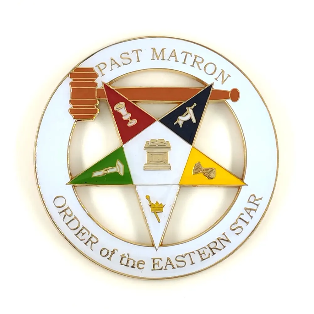 O.E.S Quá Khứ Matron Trật Tự Vàng Của Ngôi Sao Phương Đông 3 Inch Cắt Ra Vòng Masonic OES Ô Tô Biểu Tượng