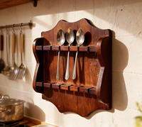 Support mural moderne et durable en bois à double niveau pour cuillères, idéal pour la cuisine et la salle à manger.