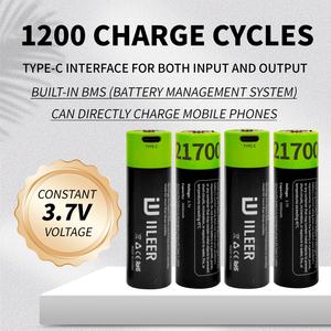 Batterie au lithium cylindrique rechargeable IILEER 5000mAh 3.7V, vente chaude pour appareil photo et téléphone portable, 1200 cycles - Product Image 4