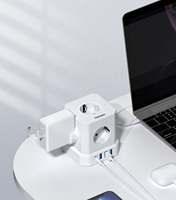 Prise d'extension de prise ue à 5 gangs avec interrupteur et chargement USB