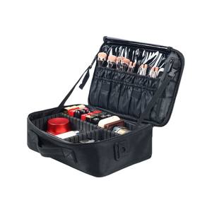 <b>Professional</b> <b>Makeup</b> <b>Bag</b> Double Layer Cosmetic Case With Zipper Closure Portable Beauty Organizer For Everyday Use Black - Product Image 1