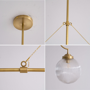 Suspension vintage en laiton et verre, style Mid-Century Modern, design poutre d'équilibrage, pour salle à manger et îlot, design de créateur, vente en gros, sur mesure - Product Image 3