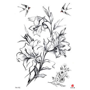 Disegno del tatuaggio del tatuaggio del corpo di arte nera del tatuaggio adesivo del tatuaggio personalizzato rosa - Product Image 3