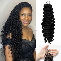 Extensions de cheveux au crochet Deep Wave pré-bouclées, sans nœuds, pré-séparées, effet plume, 18 pouces, tissage au crochet Miracle Knots