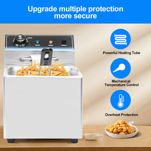 인기 판매 상품 8L 스테인리스 스틸 1탱크 소형 카운터탑 전기 딥 프라이어 (상업용) - Product Image 1