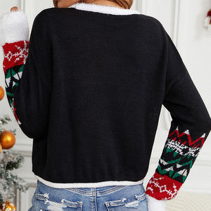 Trendy Pullover Festive Cat Design Gold Chain Sequin Detail Knitted <strong>Jumper</strong> Ladies Christmas Sweater - Product Image 6