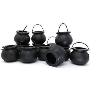 Caldero de Plástico Negro de 14 cm, Olla de Bruja para Fiesta de Halloween, Decoración, Centro de Mesa, Accesorio - Product Image 1