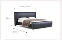 Lit double moderne de luxe léger et écologique, en cuir noir Warrior, avec cadre en bois artistique, design italien minimaliste, nouveau modèle