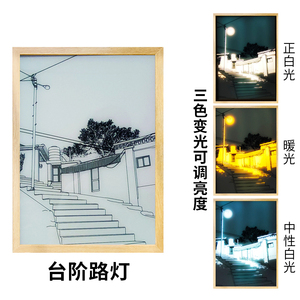 USB Rechargeable <b>Acrylic</b> LED Glowing Photo Frame Rectangle-Shaped Animal View Wall Art with Living Room Lighting Painting - Product Image 2