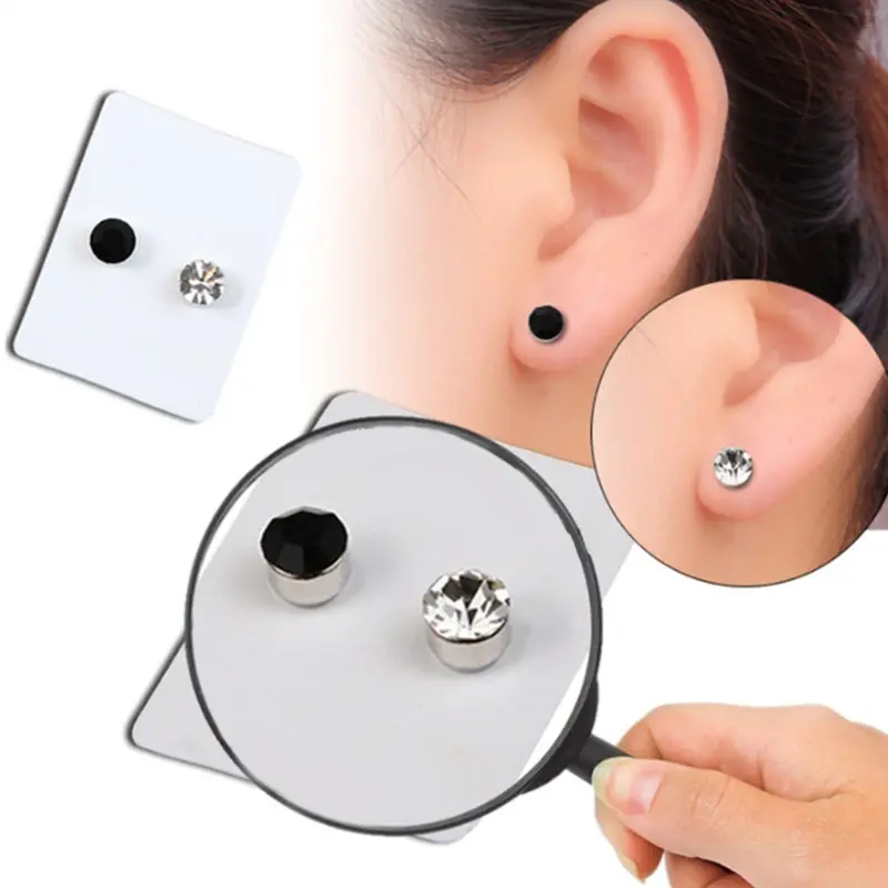 Wholesale Mini Health Colorful Crystals Non-Labeling cz Earrings Strong Magnetic Magnet Diamond magnetic earrings for men