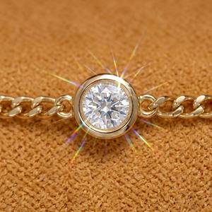 Xinfly Real 18K Gold Diamond Curb <b>Chain</b> Bracelet Anklet Set AU750 0.10ct Bezel Set Solitaire Minimalist Fine Jewelry for Women - Product Image 2