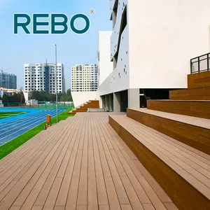 Piso de bambu para engenharia de terraço ranhurado