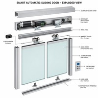 Porte coulissante en verre double vitrage, intelligente, électrique, automatique, étanche, insonorisée, grande taille, pour terrasse extérieure