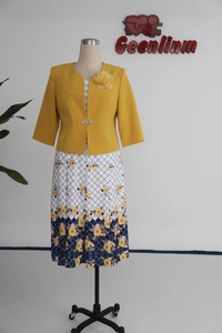 Trajes de Vestir con Estampado a Cuadros Amarillos para Mujer, Conjuntos de Ropa para Mujer de Talla Grande, Traje de Iglesia para Dama - Product Image 3