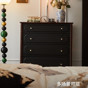 French Vintage Style Solid Wood Four Drawer <b>Chest</b> <b>Storage</b> Dresser For Living Room Bedroom Entryway Cabinet - Product Image 4