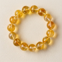 Bracelet en cristal de Brookite jaune naturel à perles rondes, simple tour, ornement cadeau Chine ; Mariage/Anniversaire/Remise de diplôme/Inauguration de maison