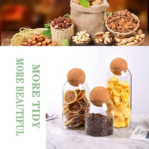 OEM/ODM Home and Kitchen Borosilicate <b>Glass</b> Spice Storage <b>Containers</b> Bottle Jars with Corks Lids for Coffee Pod Food Storage - Product Image 4