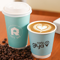 Gobelets à café en papier à double paroi de 90 mm, 12 oz et 16 oz avec logo imprimé personnalisé et design gratuit pour des solutions d'emballage complètes