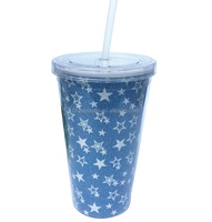 Cupture Classique Isolé Gobelet À Double Paroi avec Couvercle Paille Réutilisable et Bonjour Nom Étiquettes-16 oz,