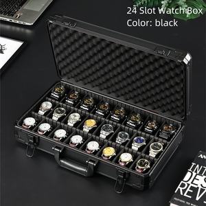 Vetrina portatile a 24 slot valigia da viaggio in alluminio orologio scatola per orologi imballaggio valigetta per orologi - Product Image 6