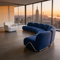 Canapé d'angle en tissu bleu royal, style moderne et créatif, pieds en acier inoxydable, disposition flexible, canapé de salon