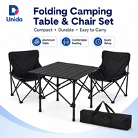 Ensemble table et chaises pliantes d'extérieur, mobilier de camping portable avec 2 chaises et sac de transport