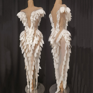 Novance Y5514 Abito da Sera Glamour con Paillettes Bianche, Senza Maniche, con Spacco Alto, <span class=keywords><strong>Vestito</strong></span> da Cerimonia per Donne - Product Image 3