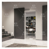 Porte coulissante sans cadre à rail dissimulé, surface miroir, portes coulissantes en bois pour cuisine, salle de bain, cloison de pièce