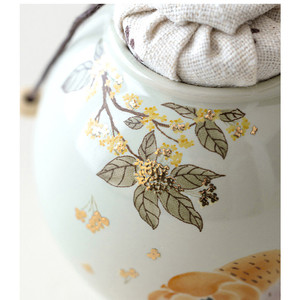 Boîte à thé en céramique peinte à la main MSH en forme de <span class=keywords><strong>poisson</strong></span> <span class=keywords><strong>rouge</strong></span> avec couvercle en bois, pot de rangement hermétique <span class=keywords><strong>rond</strong></span> pour thé en vrac, herbes et épices - Product Image 2