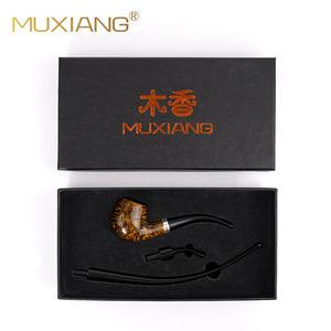 Muxiang Tobacco Pipe Bent Type Handmade Photinia Wood Reading Pipe One Pipe Three Mouthpieces Gift Box Customizable - Product Image 3