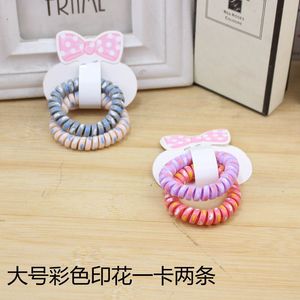 Élastiques à cheveux en forme de cordon téléphonique, en résine plastique, motif nœud papillon, accessoires décontractés pour cheveux, 3 pièces par carte - Product Image 3