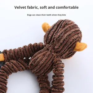 Pet Supplies Cute Animal Pet Plush <b>Toy</b> Stuffed Dog Squeaky <b>Toy</b> Durable Corduroy Chew <b>Toy</b> Bite-Resistant Teeth Grinding For Puppy - Product Image 3
