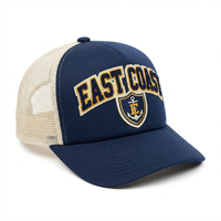 Casquette de baseball de haute qualité à 5 panneaux avec logo brodé en relief 3D, en maille, velours, toile unie, personnalisable, pour l'extérieur, style camionneur