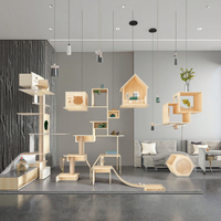 Hamac de Luxe Élégant en Sisal pour Chat, Lit Mural, Condo d'Escalade, Meuble pour Animaux de Compagnie en Bois Massif, Sans Assemblage, pour Salon