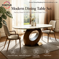 Table à manger ronde en marbre de style nordique moderne, base en bois massif, mobilier de salle à manger de luxe design pour appartement et maison