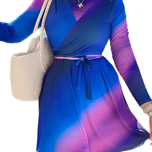 Burkini musulman imprimé dégradé, <span class=keywords><strong>maillot</strong></span> <span class=keywords><strong>de</strong></span> <span class=keywords><strong>bain</strong></span> islamique modeste à manches longues, 3 pièces, couvrant entièrement le corps, séchage rapide, tenue <span class=keywords><strong>de</strong></span> plage avec hijab - Product Image 2