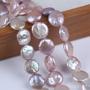 Perles d'eau douce baroques rondes violettes Wenchi 18 cm 13-14 mm, perles naturelles en vrac pour bijoux DIY, modèle 30593, couleur rose - Product Image 5