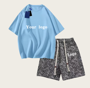 2025 verano nueva <span class=keywords><strong>marca</strong></span> <span class=keywords><strong>de</strong></span> moda <span class=keywords><strong>de</strong></span> manga corta para hombres, conjunto deportivo informal, salida <span class=keywords><strong>de</strong></span> algodón puro, camiseta sólida, nuevos conjuntos <span class=keywords><strong>de</strong></span> parejas - Product Image 3