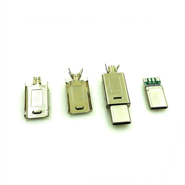 USB-C Connector SILVER Black Core DIY Solder Type c Housing