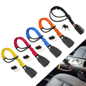 U Shaped Steering Wheel <b>Lock</b> Thickened Steel <b>Cable</b> Cut Resistant Car Anti Theft Device <b>With</b> 2 Keys For Vehicle Security - Product Image 1