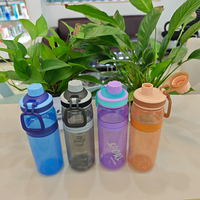 Bouteille d'eau sport en plastique transparent à large ouverture de 750 ml, sans BPA, qualité alimentaire, couleurs et motifs personnalisés disponibles