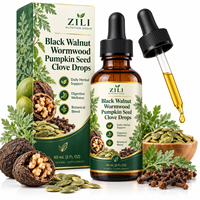 Complément Liquide Herbal en Gouttes de Noix de Grenoble, Absinthe, Graines de Citrouille et Clou de Girofle, Marque Blanche, OEM, Bien-être Botanique, Fourniture en Gros