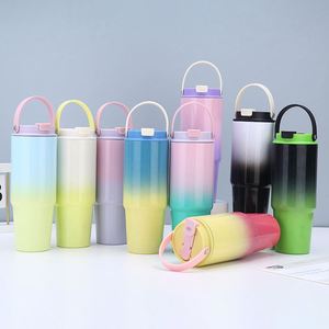40oz Eco Friendly Custom Logo Insulated Vacuum Water <b>Bottle</b> Stainless <b>Steel</b> Double Walled Gradient Color Tumbler With Straw - Product Image 5