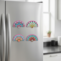 Aimants de réfrigérateur en céramique en forme de ventilateur pour la décoration intérieure, autocollants de carrelage sublimés personnalisés et cadeaux souvenirs magnétiques souples en gros