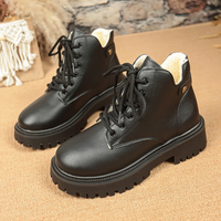 Bottines à plateforme pour femmes, à lacets, doublées de polaire, à semelle épaisse, style combat, chaussures de mode automne-hiver, 2 couleurs